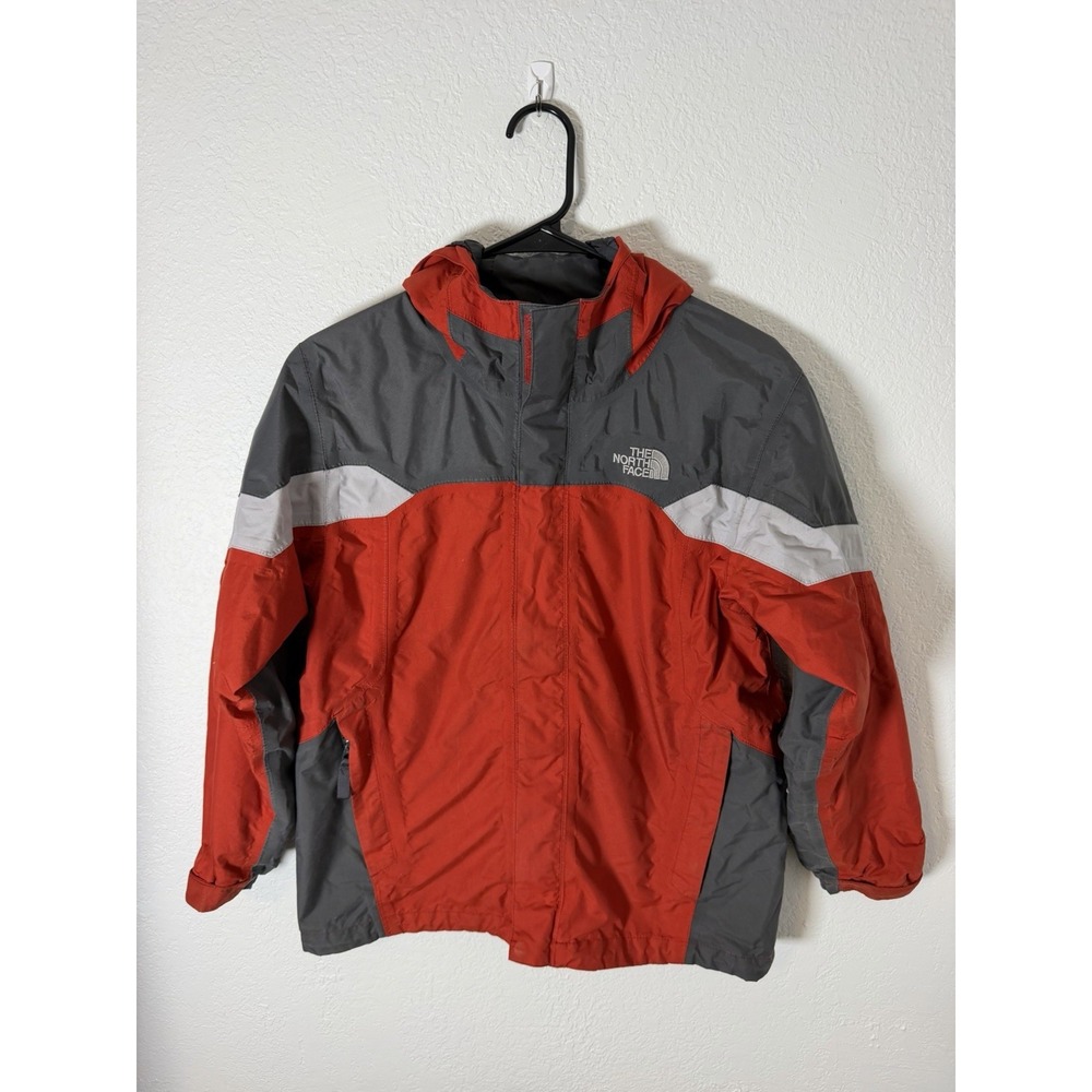 The North Face HyVent Boys Large Gray Hooded Waterproof Rain Jacket